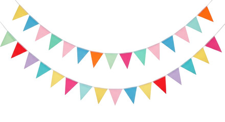 Colorful triangle bunting garland transparent background cutout png