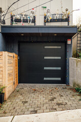 drunk skeletons on benches with santa hats, halloween and christmas decoration over garage