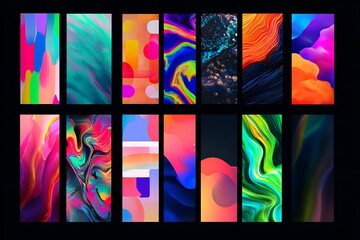 Collection of colorful abstract fluid gradient background for mobile wallpaper