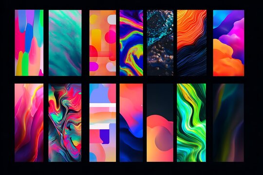 Collection of colorful abstract fluid gradient background for mobile wallpaper