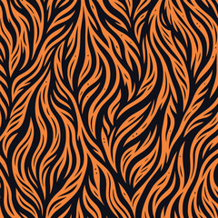 Vectand tiger skin pattern illustration with wild animal stripes and fur texture background, great fand wallpaper murals, fabric prints, tile patterns, and artistic backgrounds.
