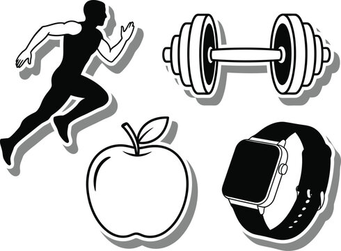 Fitness, Exercise, and Healthy Lifestyle Sticker Icons