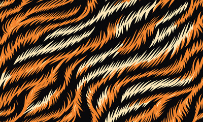 Vectand tiger skin pattern illustration with wild animal stripes and fur texture background, perfect fand wallpaper, fabric prints, tile patterns, and artistic surfaces.