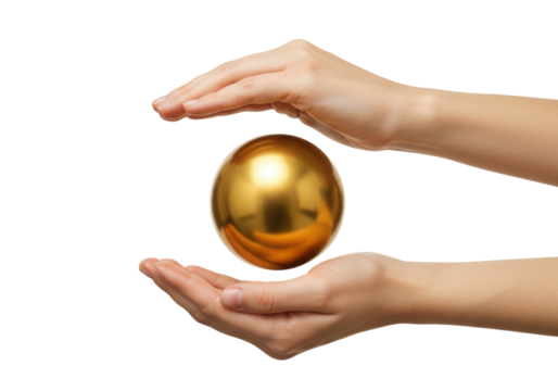 Isolated orb held between hands for protection, safety, care, investment or wealth - Powered by Adobe