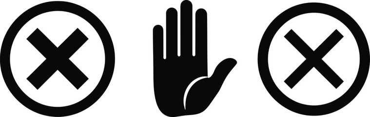 Obraz premium Stop, Prohibition, and Error Icon Set