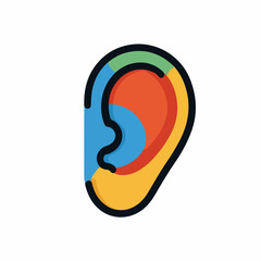 Vibrant Flat Ear Icon in Vector Style