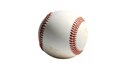 Baseball A sphere of white leather with red stitches on black
