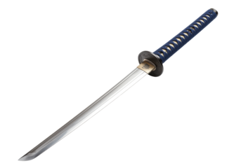 Isolated decorative katana sword Japanese weaponry martial art blade steel weapon.