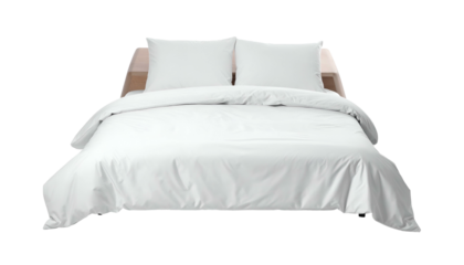 Clean, pristine, inviting bed with white linens