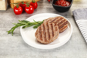 Grilled two beef burger cutlet