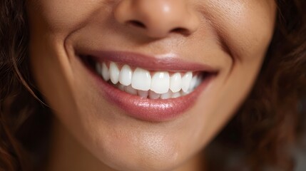 Obraz premium Close up of a person s bright healthy smile showcasing perfectly white teeth and glossy lips