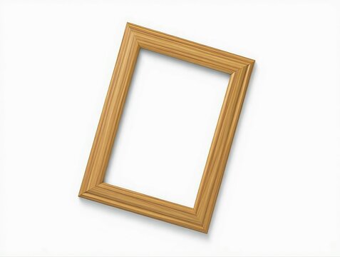Ornate wooden picture frame tilted on a white background isolated on white background