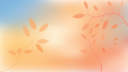 Soft Pastel Gradient Background with Delicate Leaf Branch Silhouettes