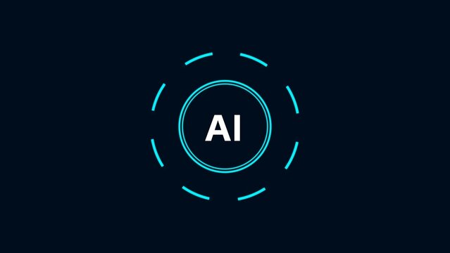 AI chip and cybersecurity icons on dark background representing digital network system illustration