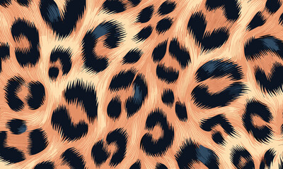 Leopard Fur Camouflage Background. Leopard Skin Texture Pattern Vector. Seamless Animal Wildlife Skin Pattern, modern surface for fashion and textile.