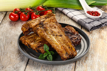Tasty roasted pork ribs with spices