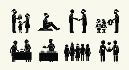 Christmas Charity and Giving Stick Figures