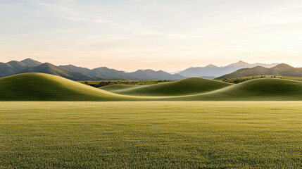 Obraz premium Gentle hills under pastel morning sky evoke natural serenity and tranquility