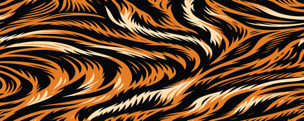 Wild tiger skin vectand illustration featuring striped animal fur texture background, perfect fand wallpaper, fabric, tile patterns, and creative surfaces.