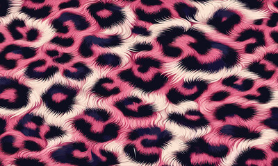 Exotic pink leopard skin pattern with creative fur background, suited for fashion design, wallpaper prints, and camouflage. © Ube