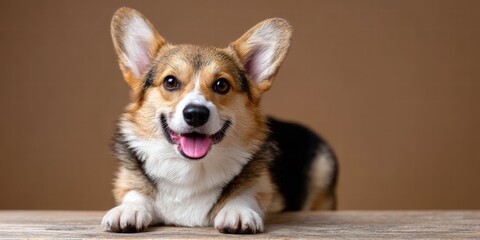 Adorable Corgi Puppy Playing on Wooden Floor