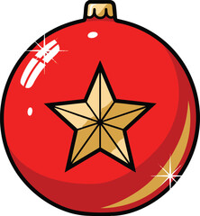 Bright Red Christmas Ornament with a Gold Star Design for Holiday Decorating