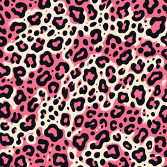 Pink leopard skin pattern featuring artistic fur background texture, perfect for textile prints, stylish wallpaper, and camouflage.