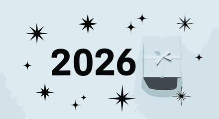 Obraz premium Minimal 2026 Celebration with Gift