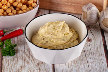 Natural organic homemade chickpea hummus
