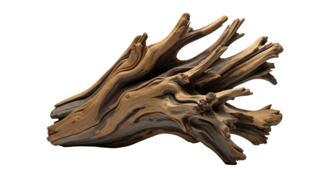 Natural wood root sculpture transparent background cutout png - Powered by Adobe