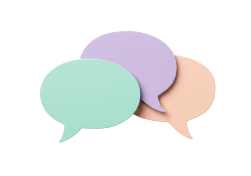 Isolated pastel color communication bubbles conveying conversation and social networking