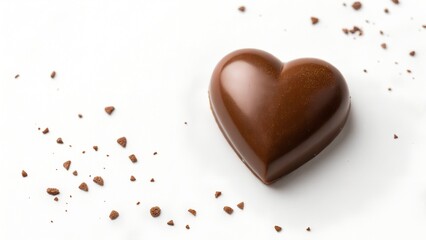 Heart Shaped Chocolate Candy With Gold Sprinkles On White Background