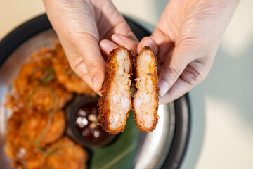 Crispy Fried Shrimp Patties with Dipping Sauce