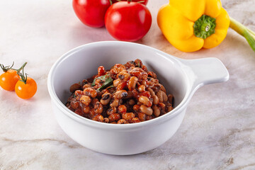 Black eye beans wutg tomato sauce
