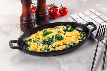Omelette with spinach for breakfast