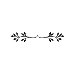 Symmetrical floral divider with leaves and branches on transparent background