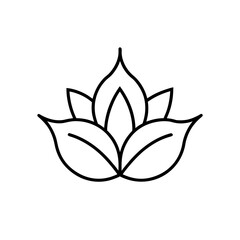 Fototapeta premium Outline drawing of a stylized lotus flower design on transparent background