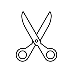 Outline drawing of scissors on a white background on transparent background
