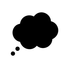 Illustration of a simple black thought bubble shape on transparent background