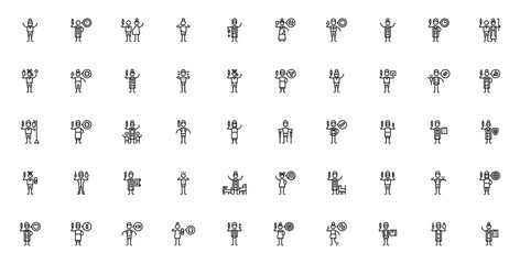 Vaccination icon set. Medical vector illustrations. eatures nurse, doctor, vacine, virus, antibodies, boster, side effects and mor. Editable stroke. © wang