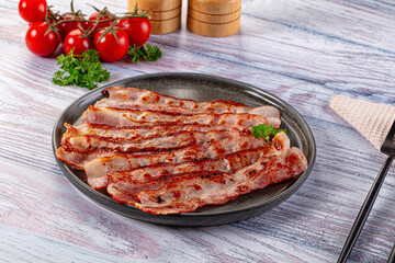 Fried pork bacon for breakfast