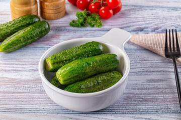 Homemade lightly salted cucumbers snack