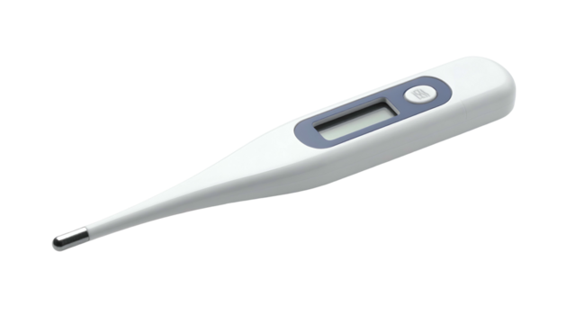 Digital thermometer with a white and gray body