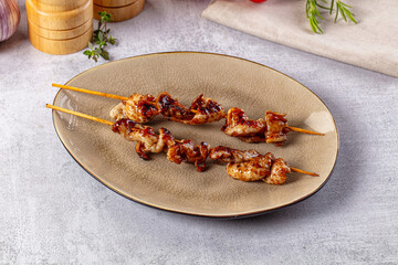 Yakitori - grilled chicken skin skewer