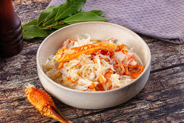 Natural fresh crab meat for salad