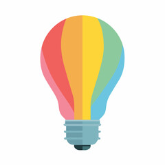 Vibrant light bulb icon in flat style