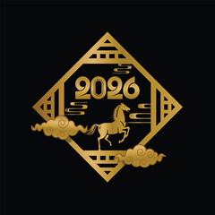 Gold lunar new year 2026 design graphic