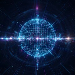 Explosion lumineuse abstraite en bleu et violet sur fond noir