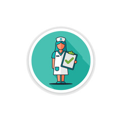 Obraz premium Coloured nurse illustration of a healthcare worker and medical staff. This nurse character represents patient care, the medical profession, and health service