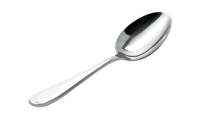 Shiny spoon, silver utensil on a dark background